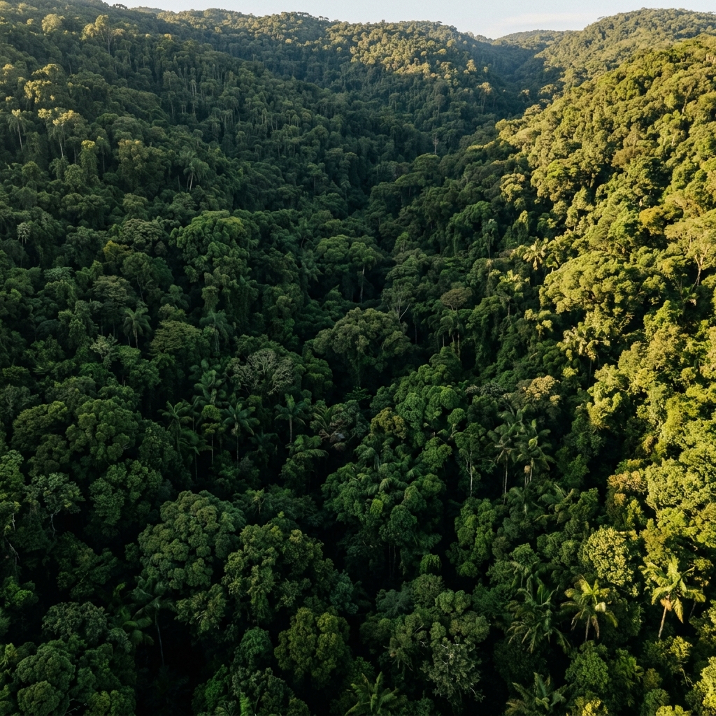 Vista aérea de floresta nativa brasileira