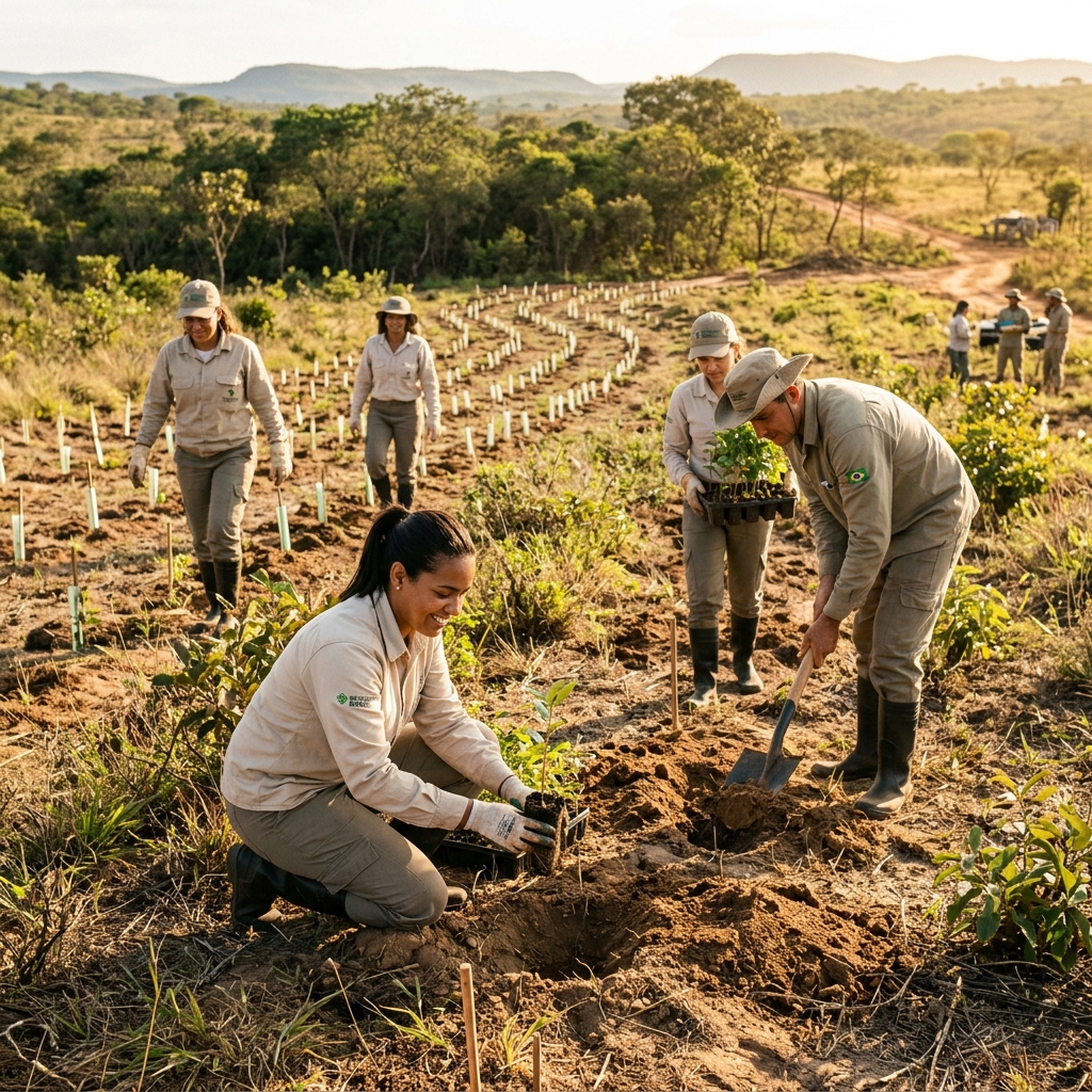 Restauração ecológica com plantio de mudas nativas